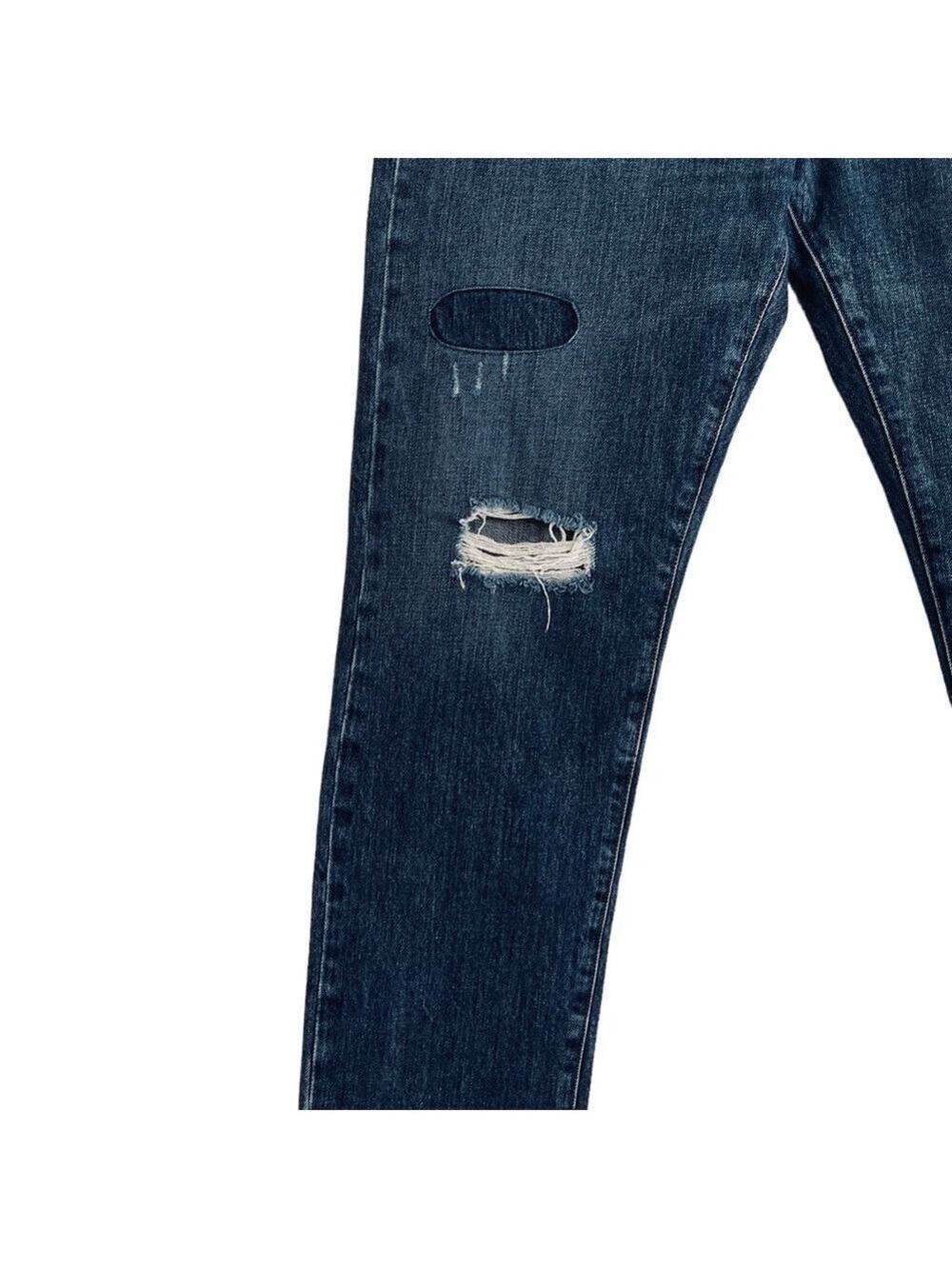 Point Sur Shoreditch Straight Leg Raw Hem Denim Jeans Patch Distressed sz 28 - Picture 4 of 15